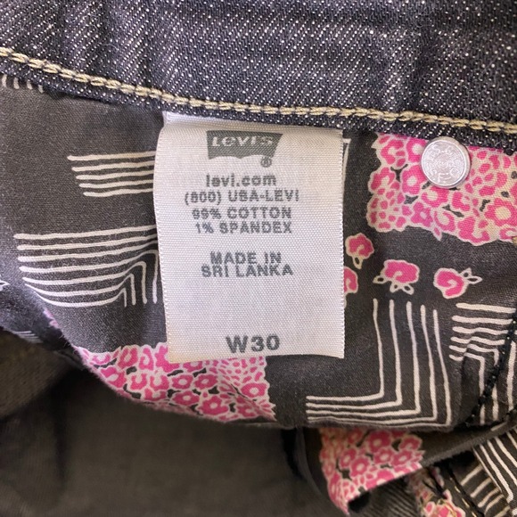 Levis 421 Skinny Jeans Women's W30 Black Dark Wash Distressed Indigo Low Rise - Picture 2 of 16